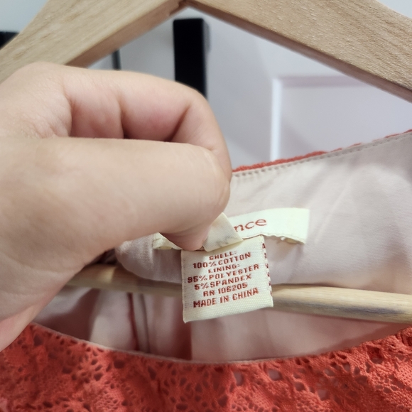 Sundance Emma Orange Coral Lace Sleeveless Dress size 10 - Picture 6 of 12